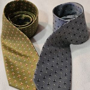 Marco Laurenti Olive and Charcoal Fleur-de-Lis Ties
